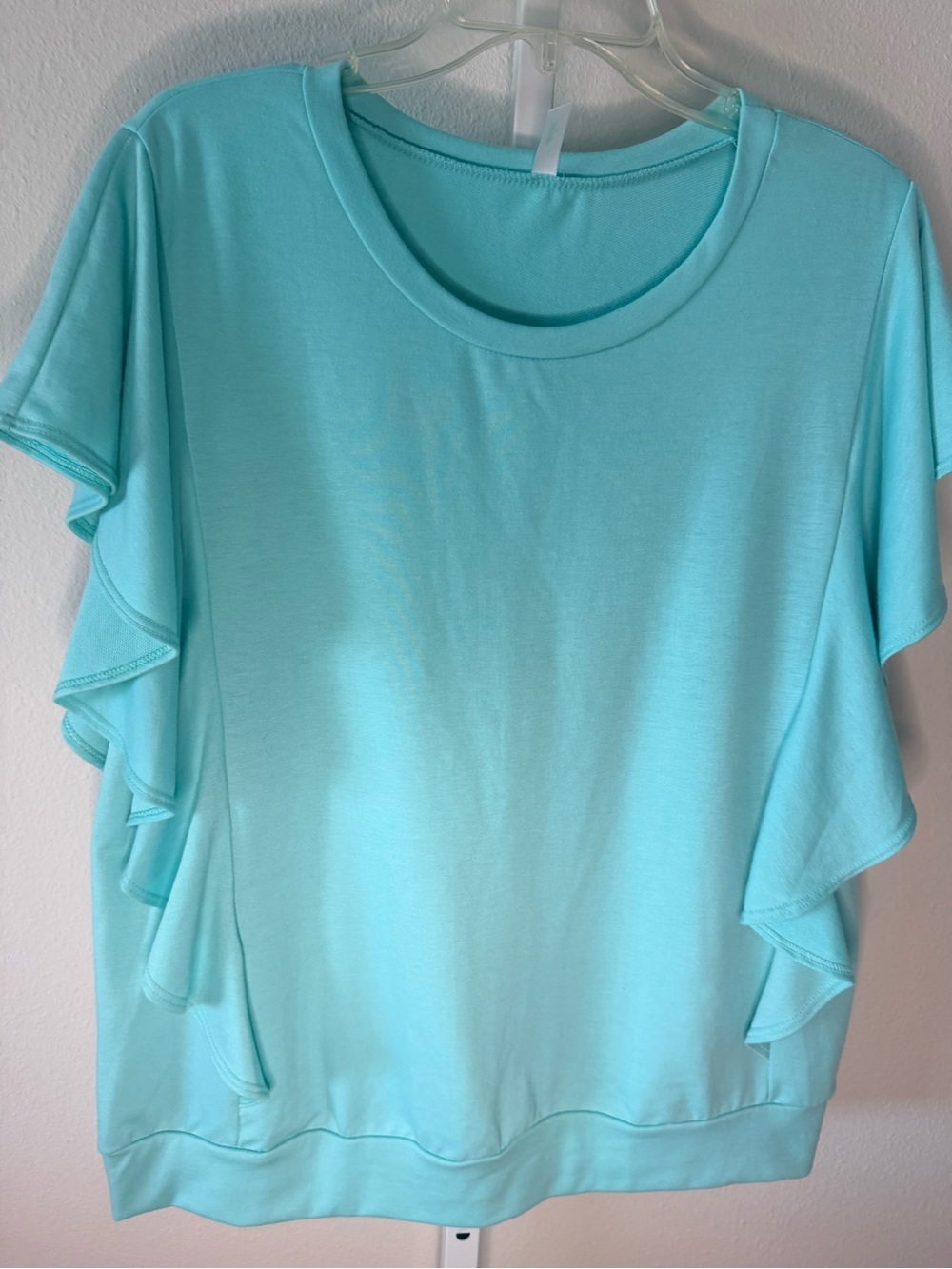 NWOT Women’s Aqua Ruffle Sleeve Tee